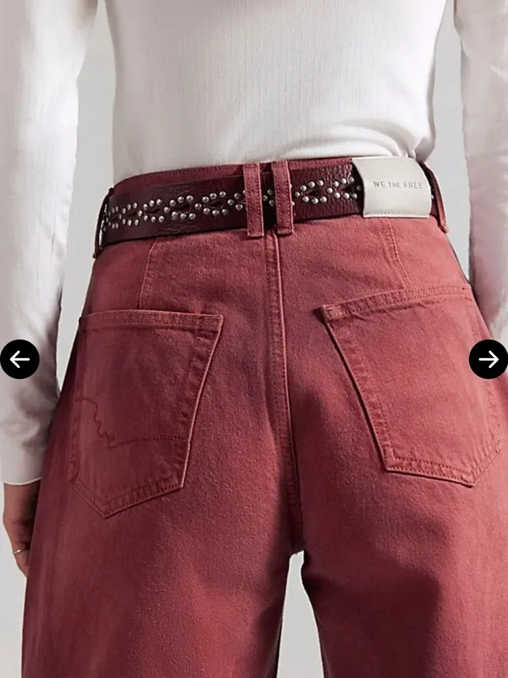 NWT Free People We The Free Bodie Arc Barrel Jeans In Sangria High Rise 27